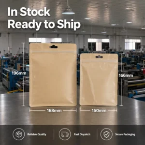 Transparent Front Kraft Paper Back Zipper Bag With Hanging Hole
