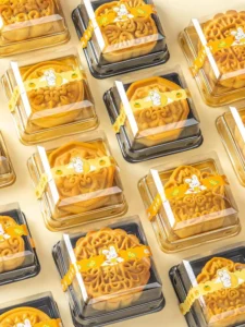 Transparent Square Plastic Box for Desserts, Mooncakes, Cream Puffs, and Pastries