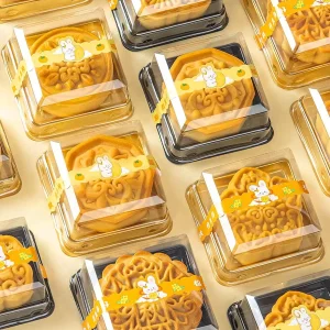 Transparent Square Plastic Box for Desserts, Mooncakes, Cream Puffs, and Pastries