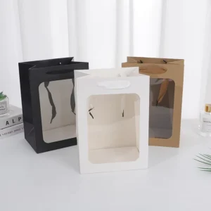 Transparent Window Birthday Gift Flower Tote Paper Bag