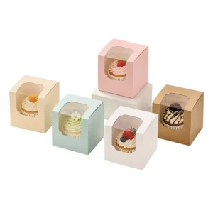 Transparent-Window Cake Packaging Paper Box with Hot Stamping