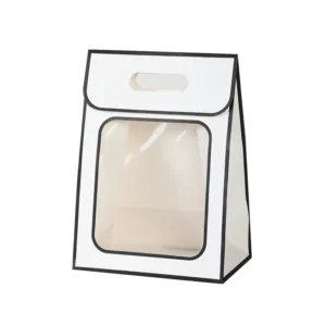Transparent Window Kraft Paper Bag for Shoes Party Holiday Portable Environmentally Friendly Recyclable Customizable Logo