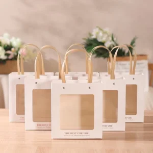 Transparent Window Paper Bag White Gift Packaging