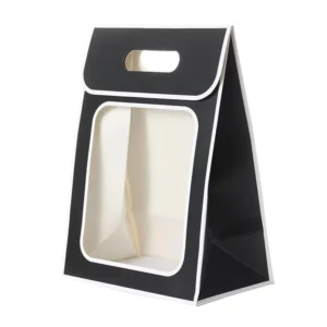 Transparent Window Wedding Party Gift Paper Bags with Die Cut Handle Foldable Shopping Paper Bag