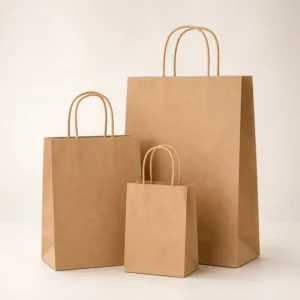 Twisted Handle Kraft Shopping Bag Custom Logo Printed Paper Bag for Bread Pastry Dessert and Takeaway Food Packaging