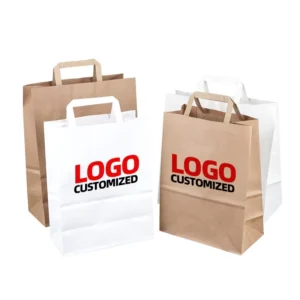 Twisted Handle Paper Bag With Reinforced Base And Natural Kraft Look For Retail, Restaurant Or Gift Packaging