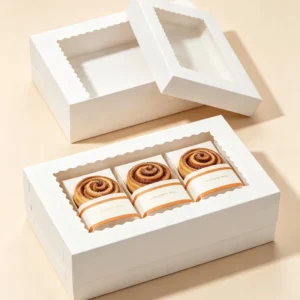 Two-Piece White Recyclable Paper Box for Bakery Snacks and Gourmet Food