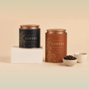 Unlabeled Craft Paper Canister with Press-On Cover for Coffee Bean Storage, Recyclable