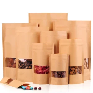 Various Capacity Kraft Paper Food Bags with Window and Zipper Manufacturer