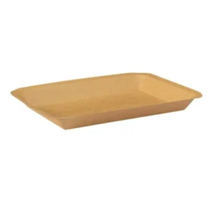 Various Size Disposable Kraft Paper Pulp Tray Biodegradable Takeaway Tray for Food