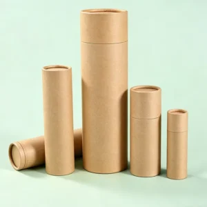 Various Sizes Eco-friendly Retail Gift Packaging Biodegradable Brown Kraft Paper Tubes Lid and Base Cylinder Canister