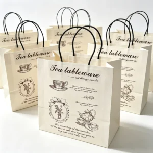 Vintage Afternoon Tea Handheld Gift Bags for Bakery and Milk Tea Takeaway Packaging