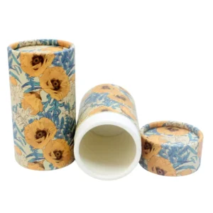 Vintage Flower Printed Round Paper Canister Biodegradable Tea Cylinder Packaging Tube for Herb Tea Cosmetic Gift