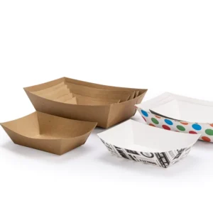 Water Resistant Craft Snack Food Serving Boat Tray Boxes Packaging Disposable