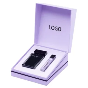 Waterproof Embossed Custom Logo Purple Magnetic Paper Gift Box for Cosmetics and Fragrance