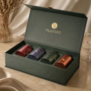 Waterproof ISO9001 Magnetic Tea Gift Box with Embossing, Portable Design, Sponge Lining, and Rigid Paperboard
