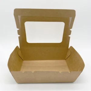 Waterproof Oil-Proof Disposable Thickened Kraft Paper Food Box with Window for Takeout Food