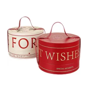 Wedding Favor Candy and Jewelry Gift Box, Round Custom Small Rigid Box with Matte Lamination and Embossing, Recycled Materials