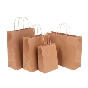Wedding Kraft Paper Gift Bags Custom Logo Plain Shopping Bags With Handles