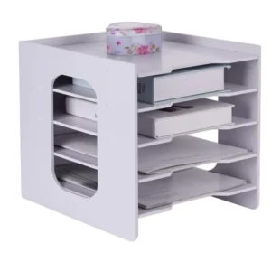 White 5-Tier Desk Paper Storage Tray and File Storage Shelf