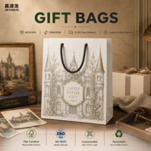 White Art Card Paper Bags with Cotton Rope Handles, Recyclable, Custom Size, for Cosmetics