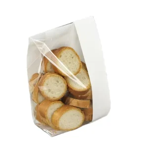 White Bakery Paper Bag Bread Packing Paper Bag Customized Printed Bakery Bread Paper Bag with Transparent Window