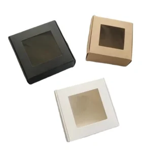 White Black Cardboard Folding Gift Box with Clear Window
