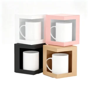 White Card Paper Box with PVC Window for Food, Cup, Dessert, and Gift Display