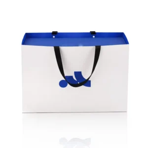 White Card Paper Carrier Bag with Custom UV Logo, Laminated Design for Boutique Gifts