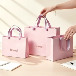 White Card Paper Gift Bag with Hot Stamping for Home Decor and Retail Packaging