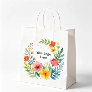 White Card Paper Handbag with Custom Printing for Cosmetics Store, Boutique Clothing, and Gift Packaging