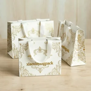 White Card Paper Shopping Gift Bags with Handle, Various Sizes