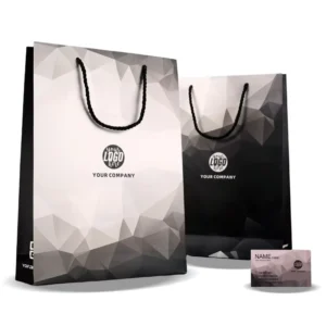 White Card Paper Tote Bag with Rope Handle, Custom Size, Custom Logo Offset Printing for Trade Shows