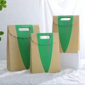 White Card Paper Treat Bags with Drawstring, Offset Printing, Biodegradable, Customizable Color, for Rice Dumpling, Cookie, and Candy