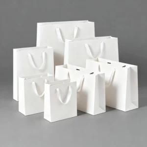 White Cardboard Bags Custom Printed Logo for Clothing, Eyewear, Cosmetic Shops, and Advertising
