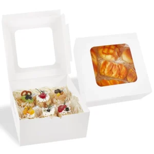White Cardboard Cake Box with Clear Window for Bakery Products