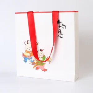 White Cardboard Custom LOGO Handbags Paper Bags For Gifts Clothes Food Take Away Packaging