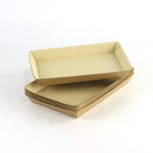 White Cardboard Disposable Bamboo Paper Food Trays for Fast Food Snacks