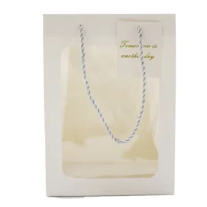 White Cardboard Paper Bag With Transparent Window For Valentine’s Day Flowers