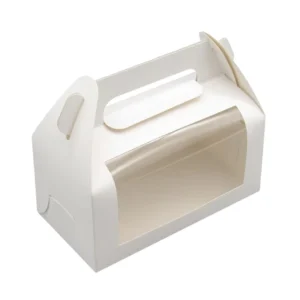 White Cardboard and Kraft Paper Cake Roll Box with Transparent Window for Bakery Desserts