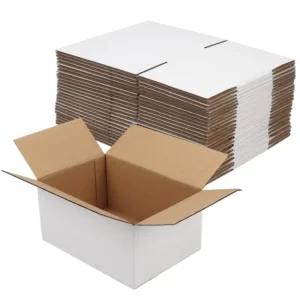 White Corrugated Cardboard Shipping Boxes for Moving and Storage, Custom Printed