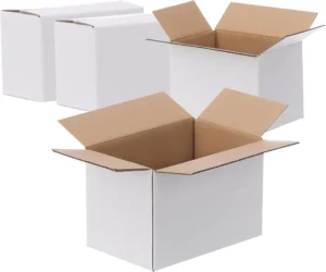 White Custom Corrugated Cardboard Mailer Shipping Box for Ecommerce Packing, Storage, and Delivery