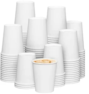 White Disposable Paper Coffee Cups with Lid for Hot and Cold Beverages Sturdy Drinkware for Home Office