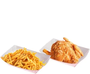 White Disposable Rectangular Boat-Shaped Paper Food Trays for Coffee and Beverage Service