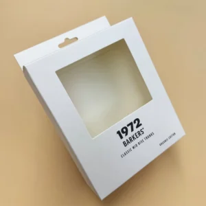 White Foldable Paper Box with Custom Logo, Recycled Paper, and PVC Window