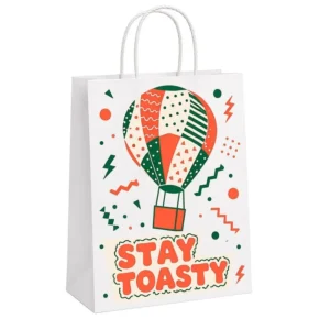 White Kraft Eco Paper Bags with Christmas-Themed Carriers
