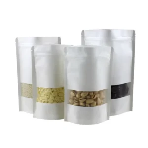 White Kraft Paper Bag with Zip Lock and Window