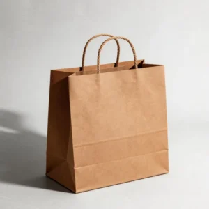 White Kraft Paper Bags with Handle and Printing for Food Packaging