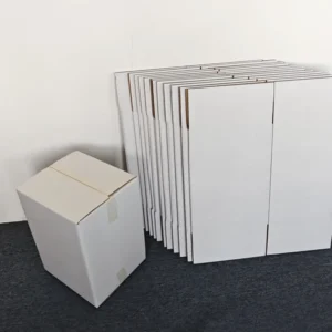 White Kraft Paper Corrugated Box, 25KG Load Capacity, Universal Shipping Carton, 12.8 x 12 x 17.8 Inches