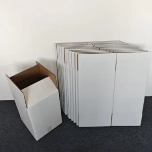 White Kraft Paper Corrugated Box, Recyclable Embossed Design, 25KG Load Capacity, Universal Shipping Carton, 12.8 x 12 x 17.8 Inches